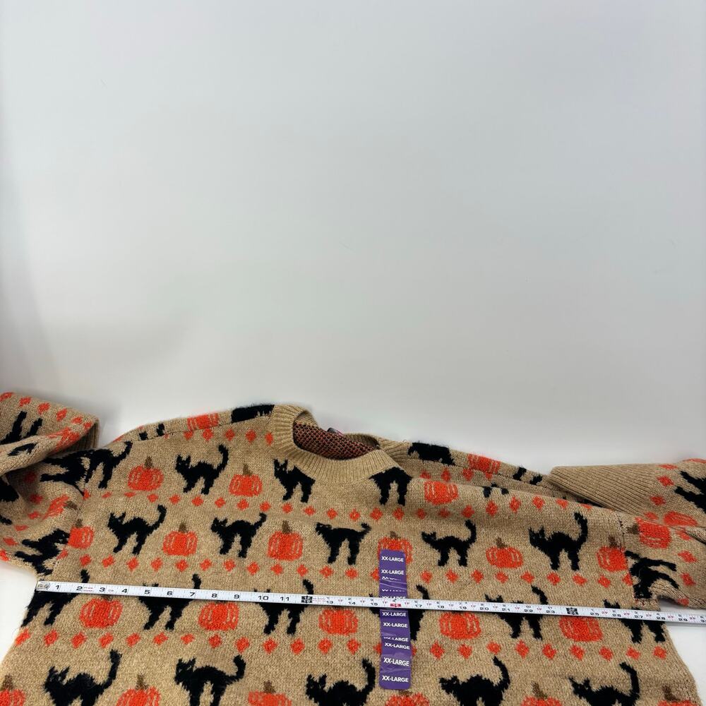 Vince Camuto Sz XXL Womens Sweater Black Cat Pumpkin Halloween Crewneck Fall - Picture 3 of 16